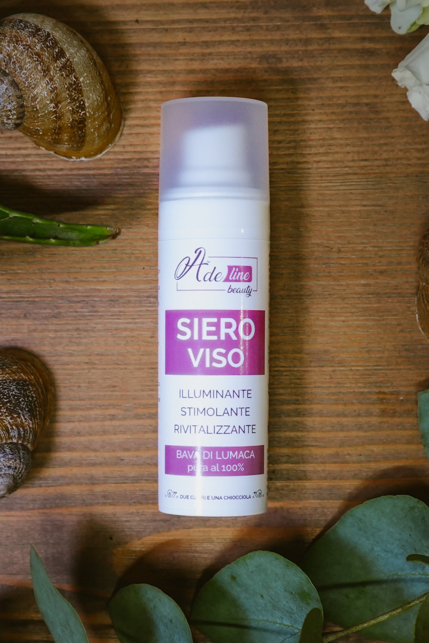 Zoom frontale etichetta del Siero viso 75% Bava di lumaca